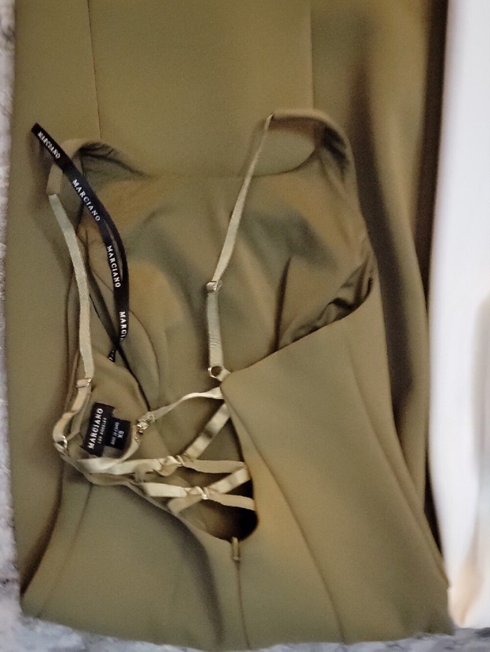 Marciano Sleek Midi Dress Trio in Peach, White & Olive - Picture 3 of 8